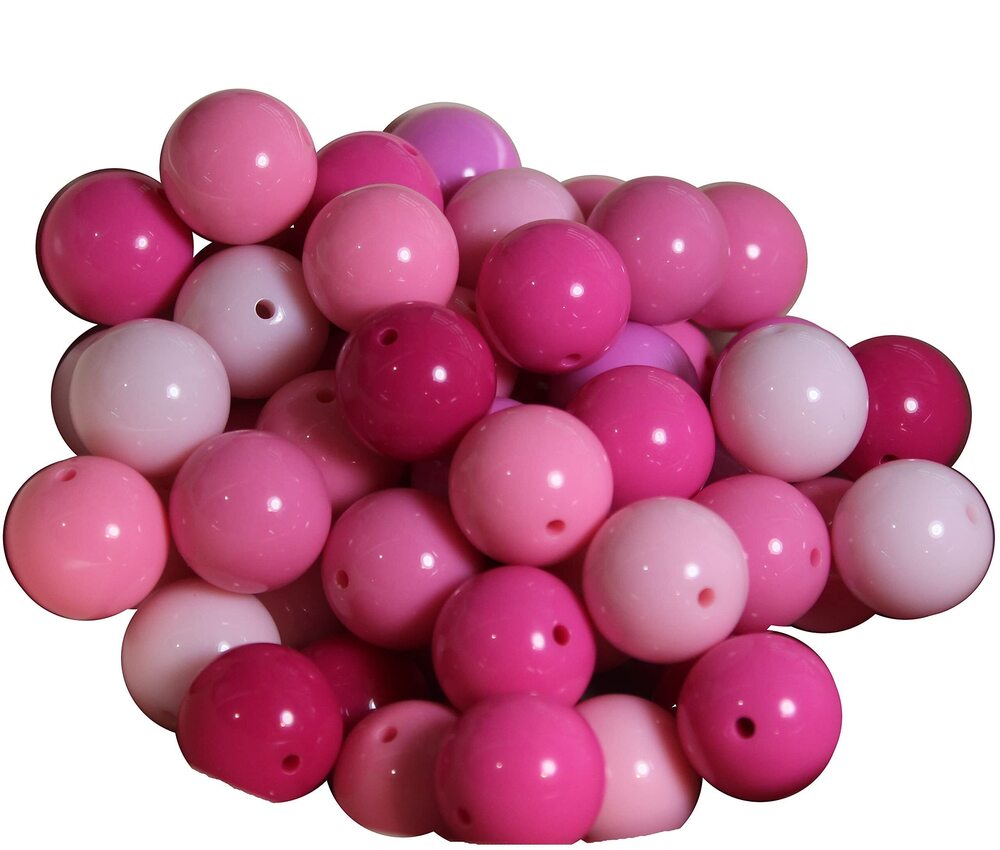 3577 20mm Bulk Package 56 Mixed Pink Solid Acrylic Chunky Bubblegum Beads
